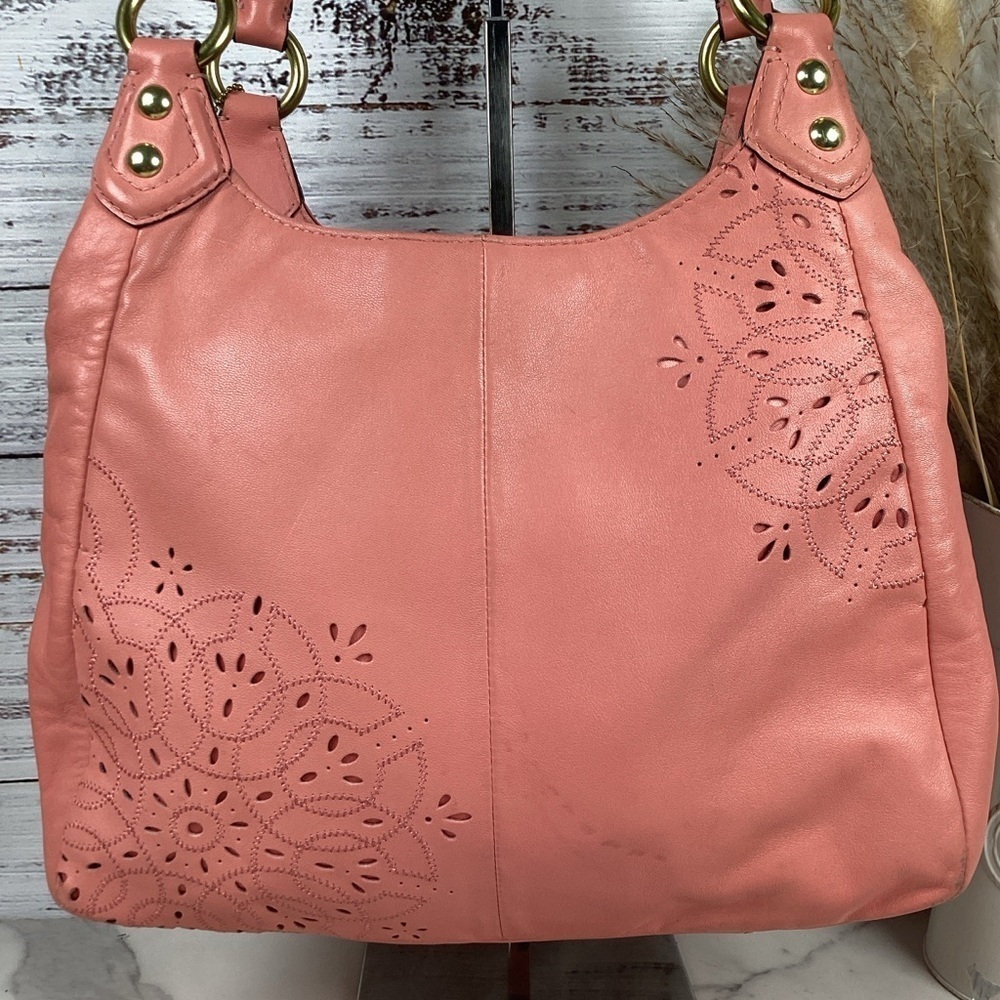 COACH 22485 VINTAGE ASHLEY TOSSED LASER CUT LEATHER SHOULDER BAG PINK CORAL HOB - Picture 8 of 16